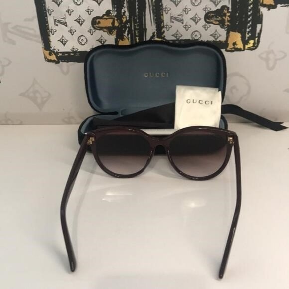New Authentic Gucci GG0636SK 003 Brown Gradient Cat-Eye Sunglasses - Picture 6 of 10